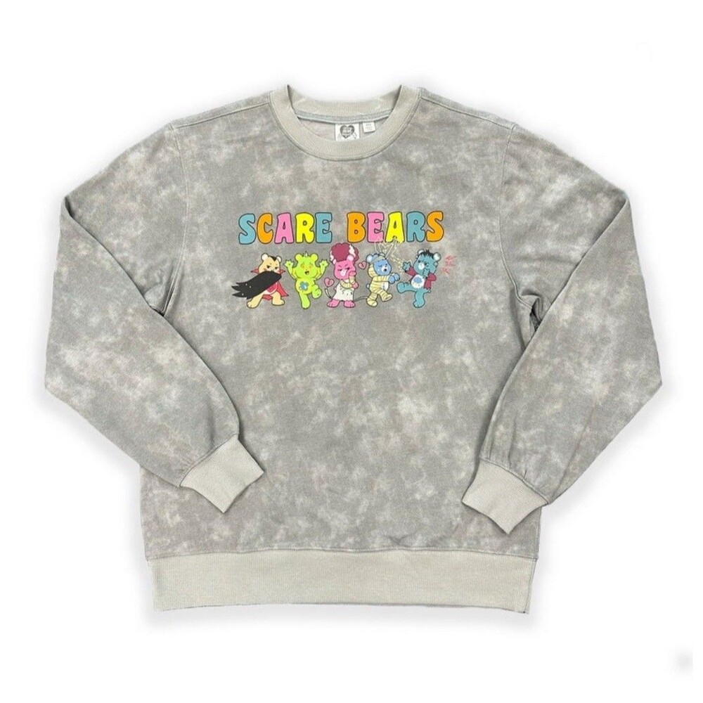 Care Bears Scare Line Up Women's XS grey wash Long Sleeve Graphic Sweatshirt
